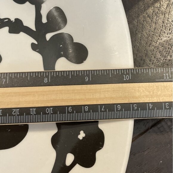 Roscher Square Dinner Plate Black White Floral Branch Set Of 2 Stoneware Cottage - Picture 4 of 5